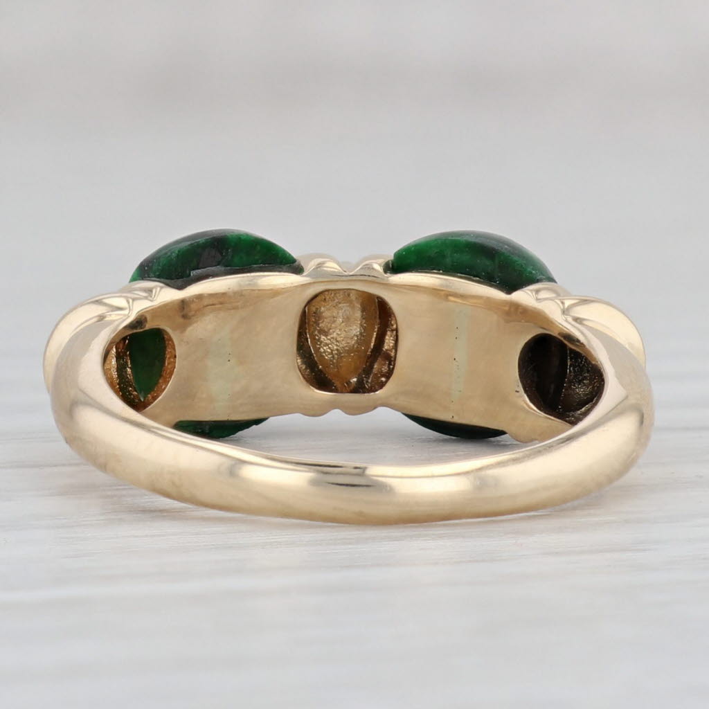 Gray Green Maw Sit Sit Bead Ring 14k Yellow Gold Size 8.25