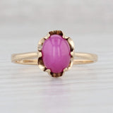 Lab Created Ruby Ring 10k Yellow Gold Size 6.25 Oval Cabochon Solitaire