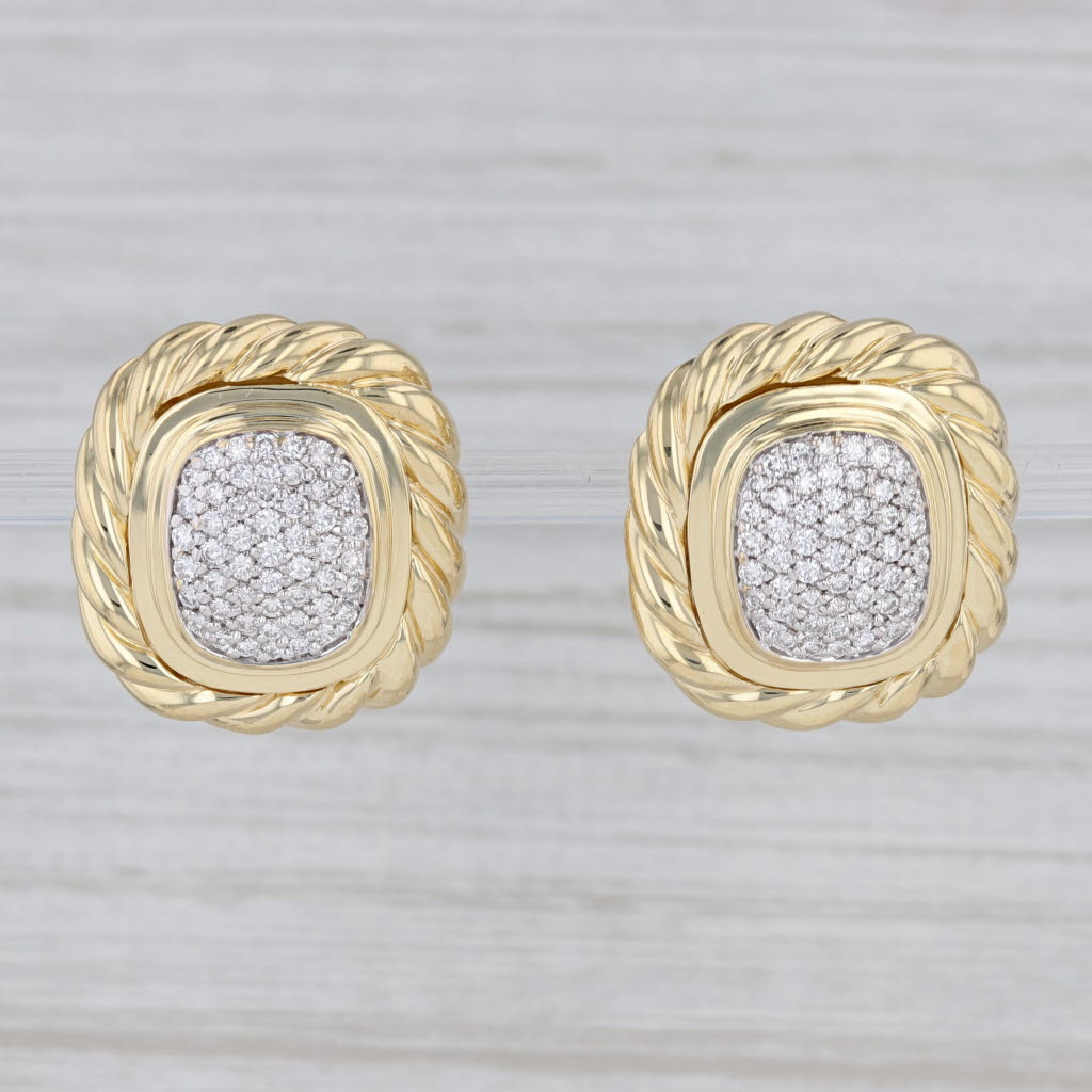 Gray 0.78ctw Diamond Albion Omega Earrings 18k Gold David Yurman Omega Backs