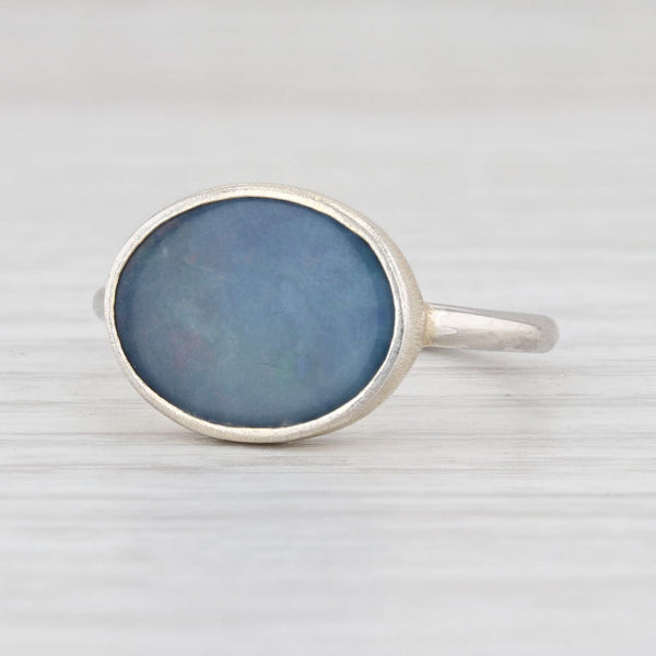 Light Gray New Nina Nguyen Blue Opal Ring Sterling Silver Size 7 Solitaire