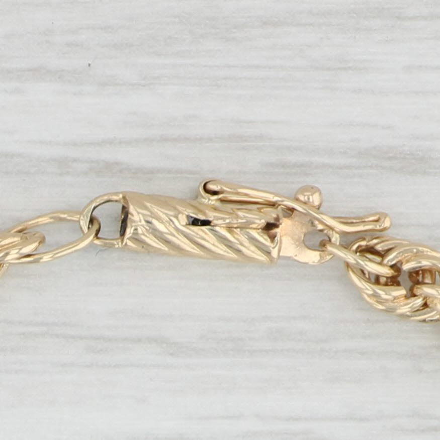 Light Gray Rope Chain Bracelet 14k Yellow Gold 7.25" 3.9mm