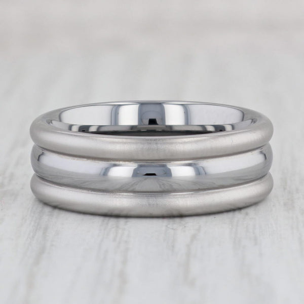 Light Gray New Beveled Tungsten Men's Ring Size 10 Wedding Band