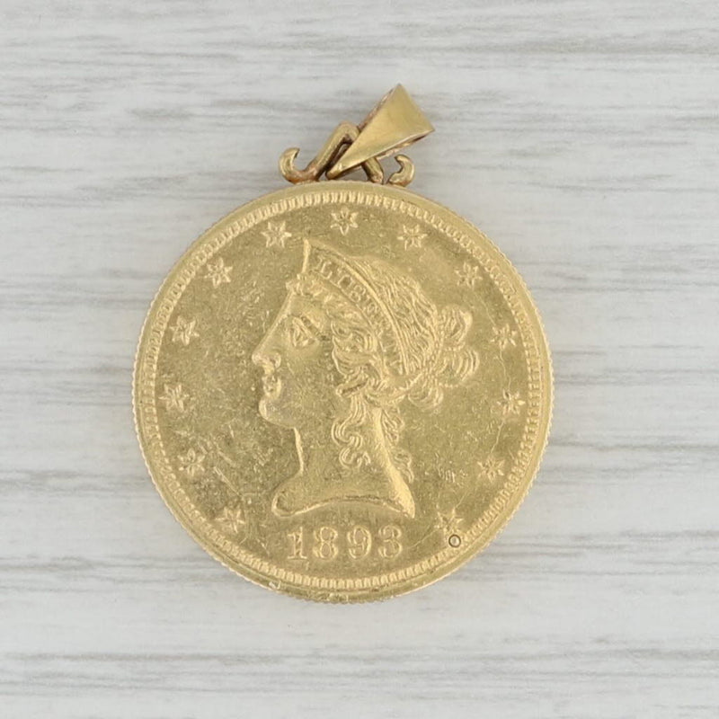 Vintage Bueche Girod 1893 $10 US Gold Liberty Head Coin Hidden Watch Pendant
