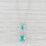 Light Gray New 3.8ctw Emerald Diamond Halo Pendant Necklace 14k White Gold 18" Cable Chain
