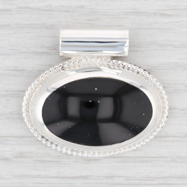 Light Gray New Black Resin Pendant 925 Sterling Silver Mexico Statement B12748