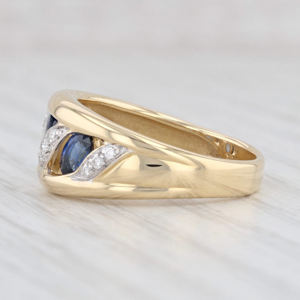 Light Gray 1.32ctw Blue Sapphire Diamond Ring 18k Yellow Gold Size 6.75