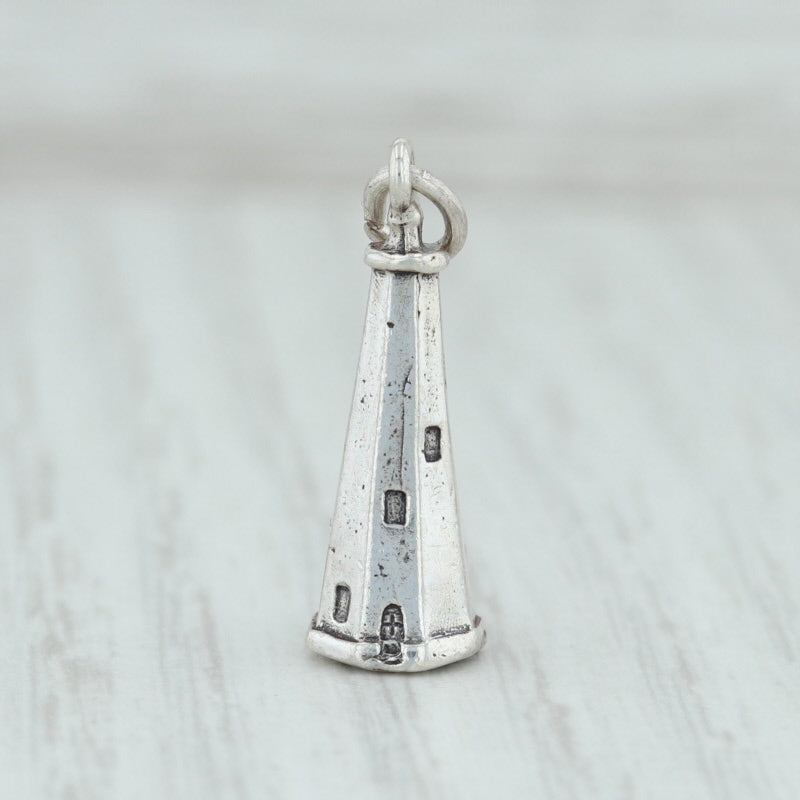 Light Gray Old Baldy Lighthouse Charm Sterling Silver Nautical North Carolina Souvenir