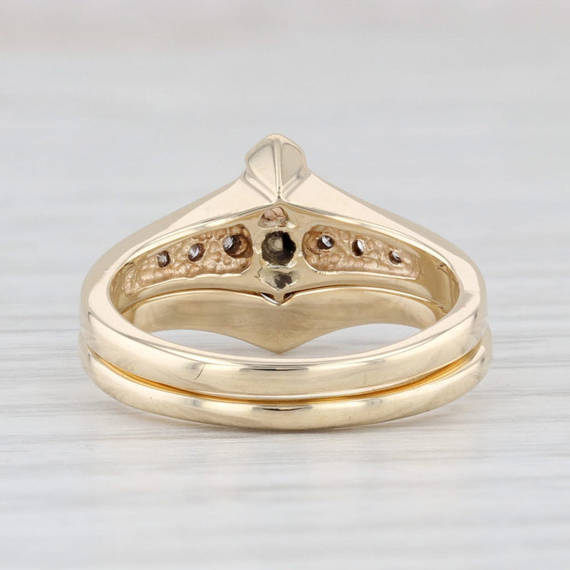 Light Gray 0.27ctw Marquise Diamond Engagement Ring Wedding Band Bridal Set 14k Gold Size 5