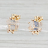 Light Gray 0.75ctw Blue Sapphire Diamond Halo Stud Earrings 14k Yellow Gold
