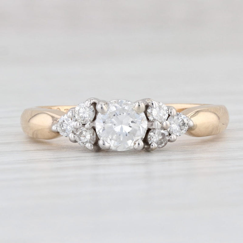 0.91ctw Round Diamond Engagement Ring 14k Yellow White Gold Size 8.25