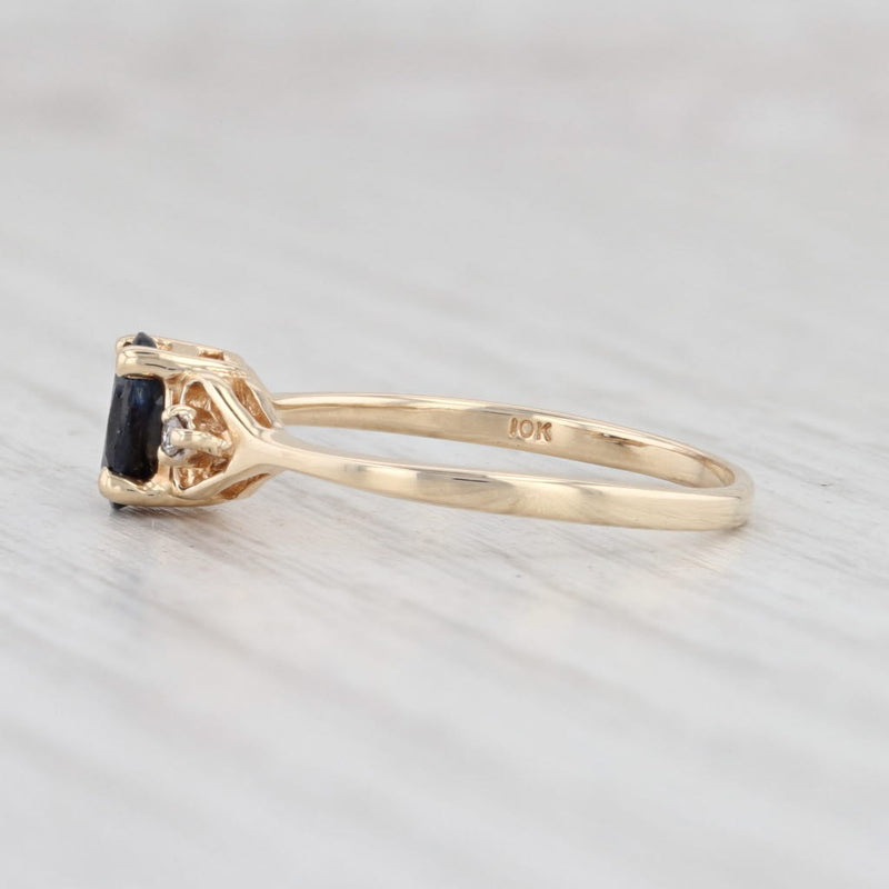 0.50ctw Sapphire Diamond Ring 10k Yellow Gold Oval Size 6.25 September