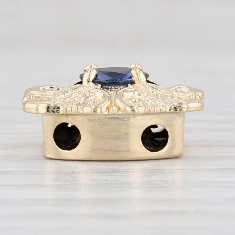 0.65ctw Blue Sapphire Slide Charm 14k Yellow Gold Vintage Richard Glatter