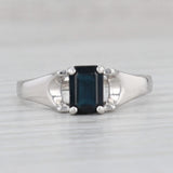 Light Gray 1.06ct Blue Sapphire Emerald Cut Solitaire 900 Platinum Size 8