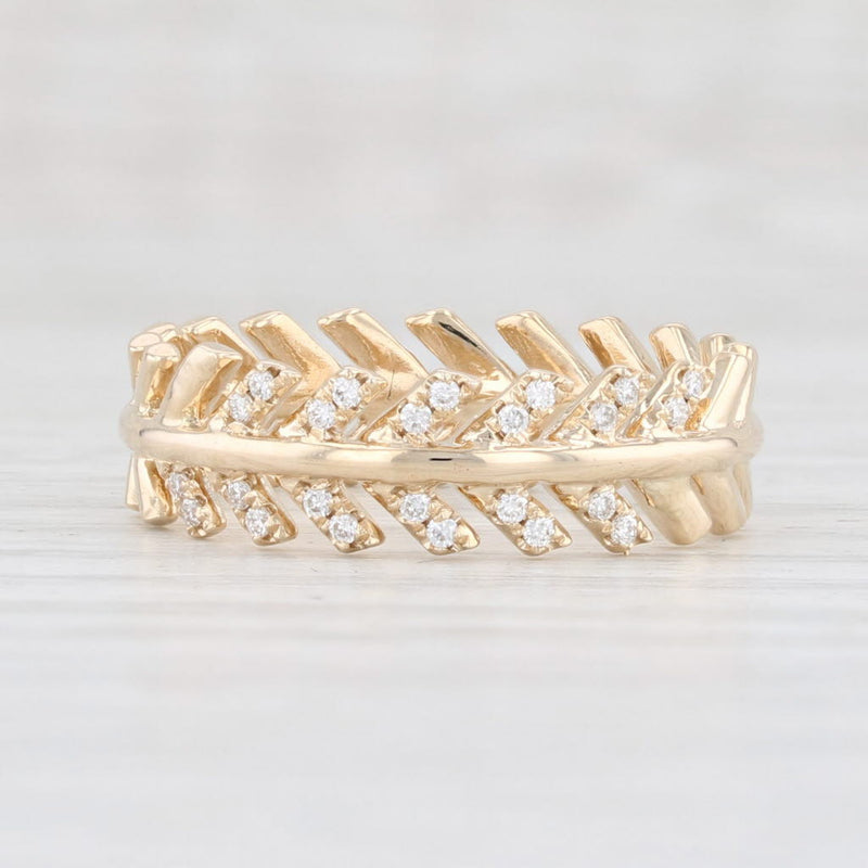 New Diamond Laurel Wreath Ring 14k Yellow Gold Size 6.75 Stackable Band Floral