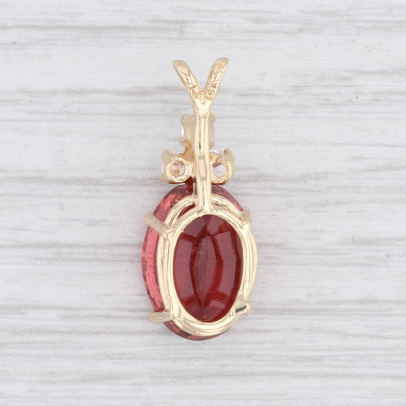 2.55ctw Pink Tourmaline CZ Pendant 14k Yellow Gold Drop Clear Cubic Zirconias