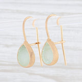 New Nina Nguyen Aquamarine Druzy Drop Earrings 18k Yellow Gold Hook Posts