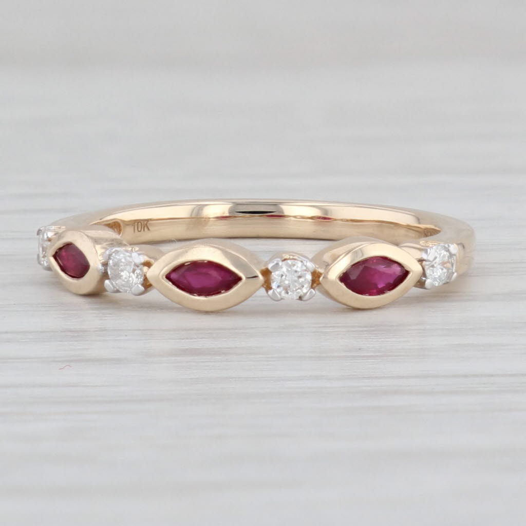 Light Gray New 0.42ctw Diamond Ruby Stackable Band 10k Yellow Gold Size 7 Ring