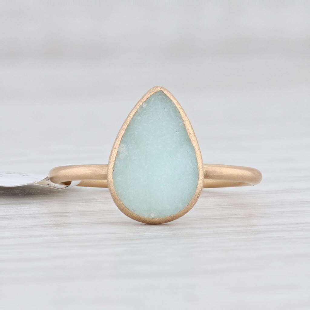 Light Gray New Nina Nguyen Ring Aquamarine Druzy Adorn Petite 18k Gold Size 7 Solitaire