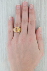 Gray 5.50ct Oval Lab Created Yellow Sapphire Ring 14k Yellow Gold Nugget Band Size 8