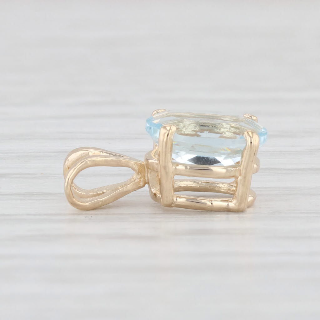 Light Gray New 1ct Aquamarine Pendant 14k Yellow Gold Oval Cut Solitaire March Birthstone