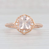 Light Gray New 1.05ctw Morganite Diamond Halo Ring 18k Rose Gold Size 6.5 Engagement