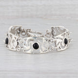 New Black Resin Ornate Link Bracelet Sterling Silver Toggle Clasp 7.5 15.4mm