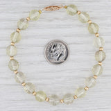 Yellow Citrine Quartz Bead Strand Bracelet 14k Yellow Gold 8” 8.2mm