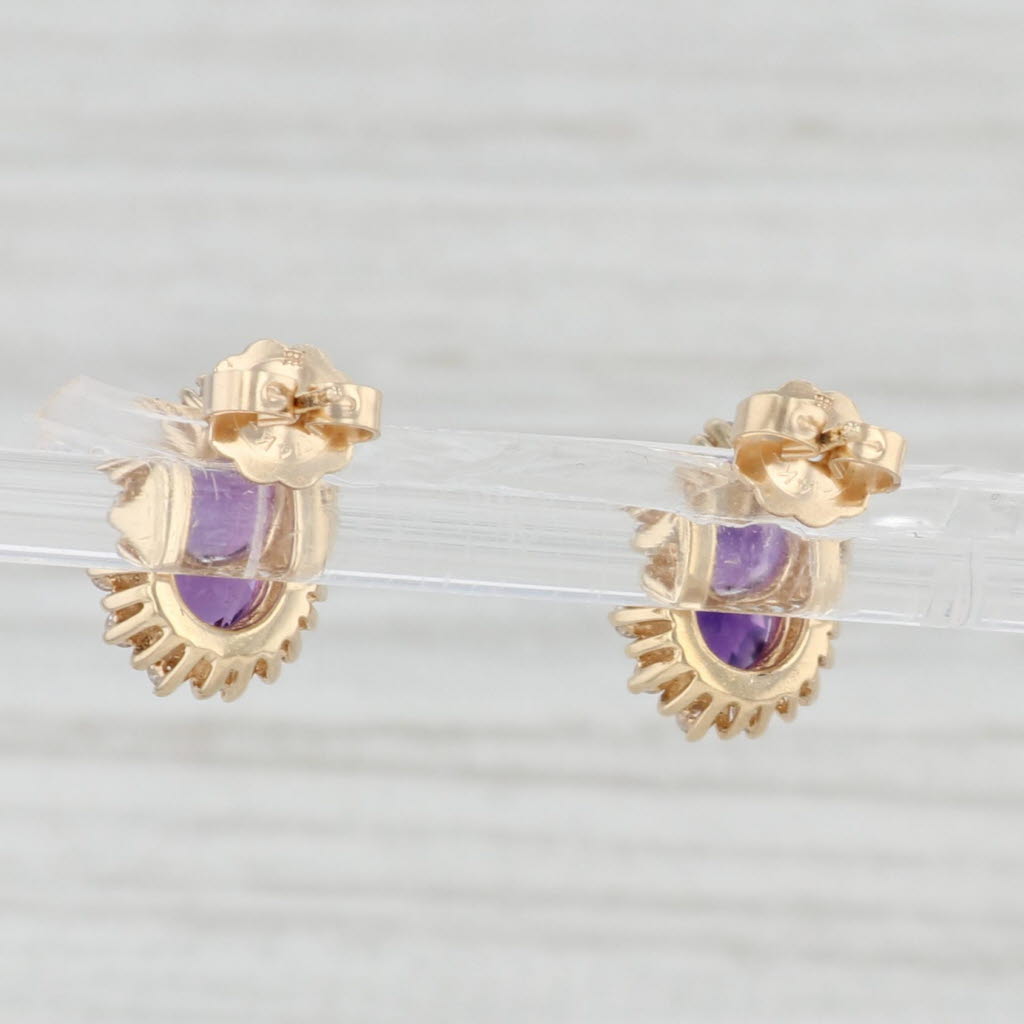 Light Gray 1.85ctw Pear Amethyst Diamond Halo Teardrop Stud Earrings 14k Yellow Gold