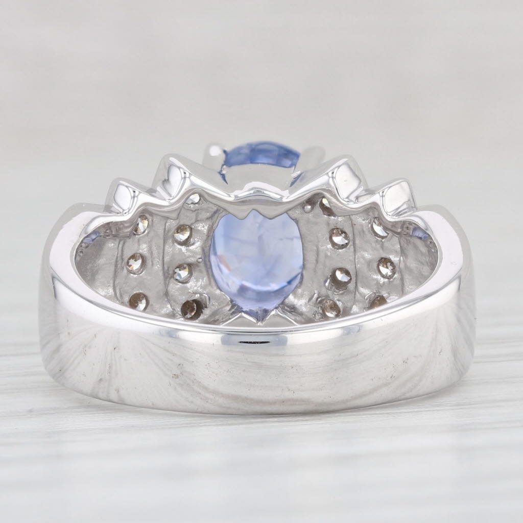 Light Gray LeVian 2.33ctw Oval Blue Sapphire Diamond Ring 14k White Gold Sz 6.5 Engagement