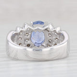 LeVian 2.33ctw Oval Blue Sapphire Diamond Ring 14k White Gold Sz 6.5 Engagement