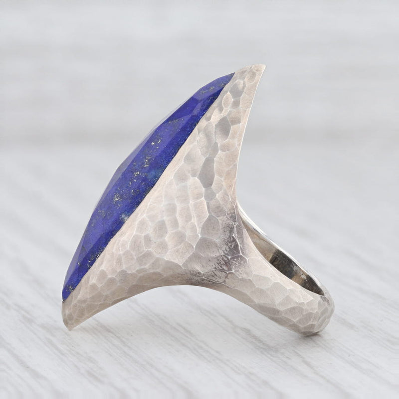 New Nina Nguyen Blue Lapis Lazuli Ring Mekong Sterling Silver Hammered Size 7.25