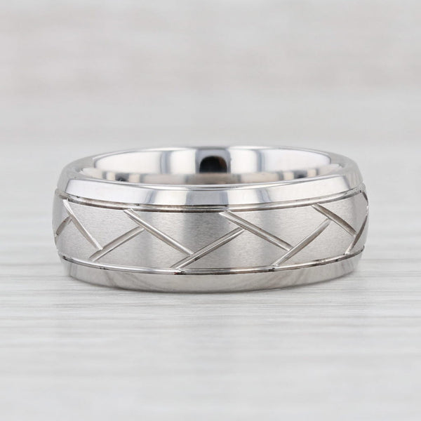 Light Gray New Crisscross Pattern Cobalt Chrome Ring Size 9 Wedding Band