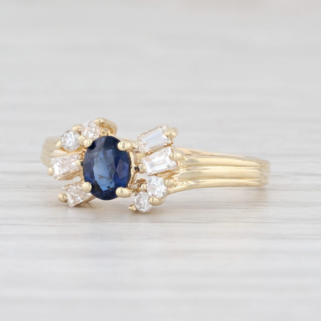 Light Gray 0.56ctw Blue Sapphire Diamond Ring 14k Yellow Gold Size 5 Engagement