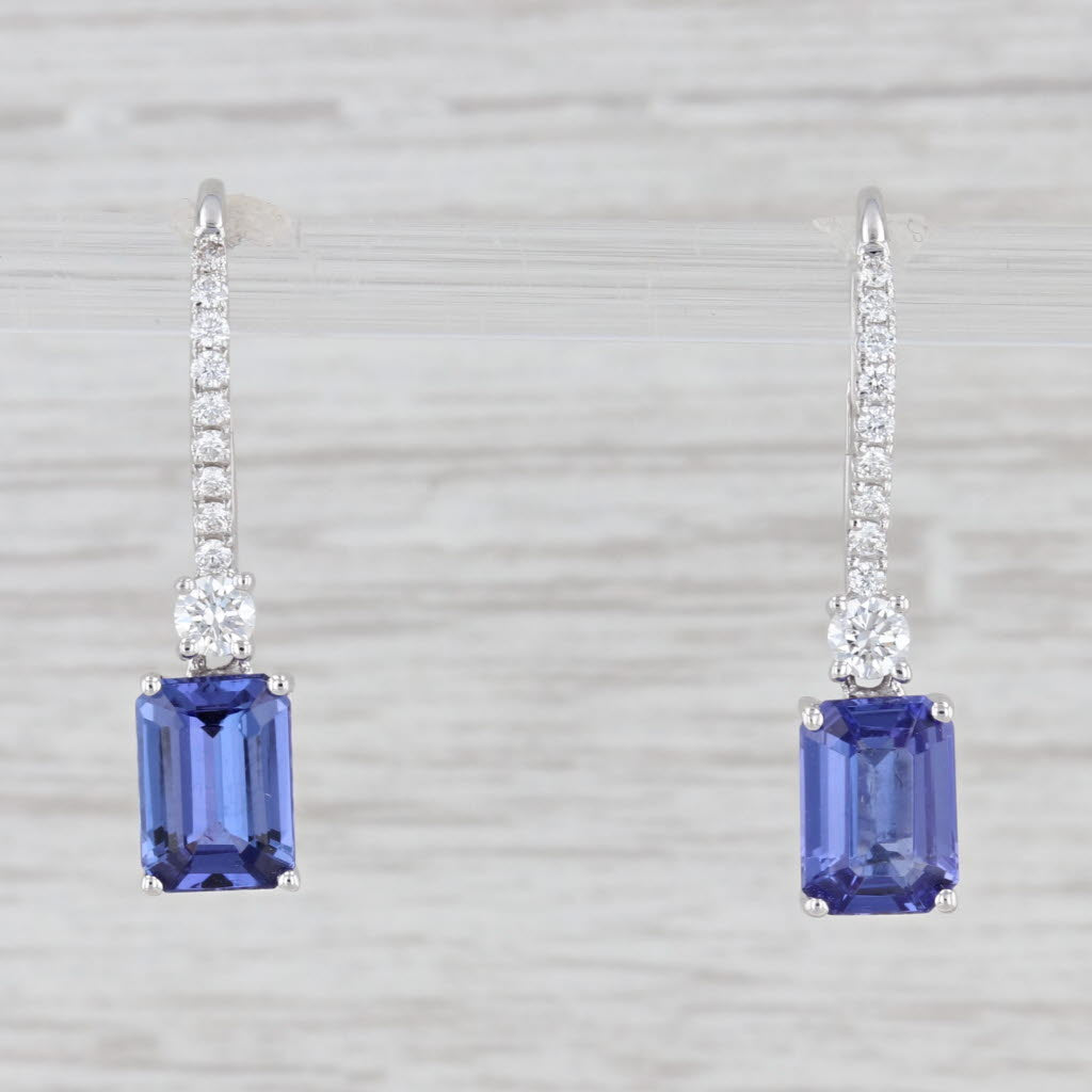 Light Gray New 2.03ctw Tanzanite Diamond Drop Earrings 14k White Gold Dangle