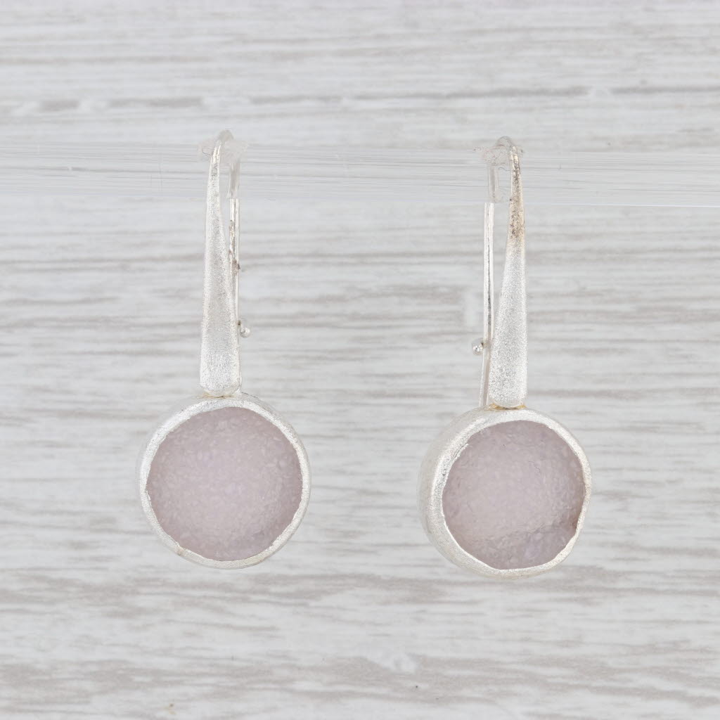 Light Gray New Nina Nguyen White Druzy Quartz Drop Earrings Sterling Silver Hook Posts