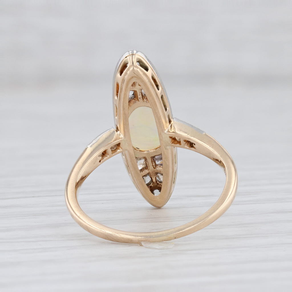 Light Gray Vintage Opal Diamond Marquise Ring 14k Gold Platinum Size 5.75