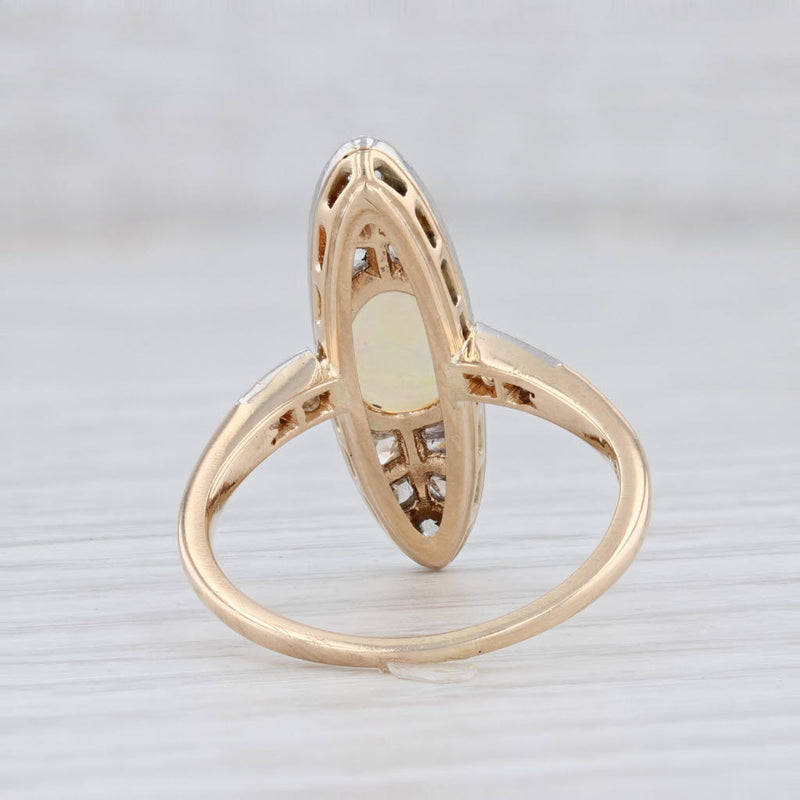 Vintage Opal Diamond Marquise Ring 14k Gold Platinum Size 5.75