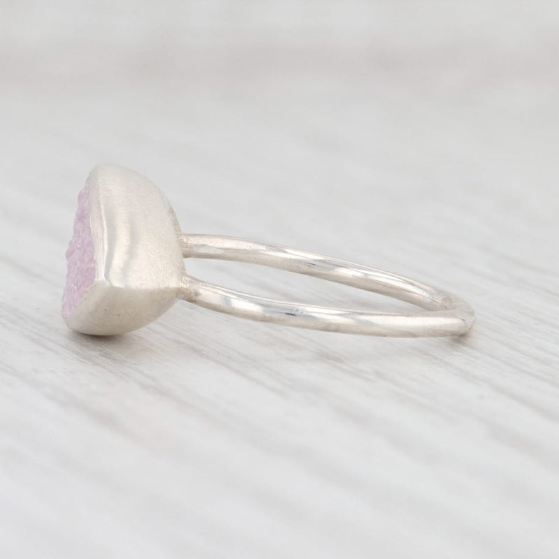 New Nina Nguyen Ring Druzy Pink White Quartz Size 7 Sterling Silver Statement