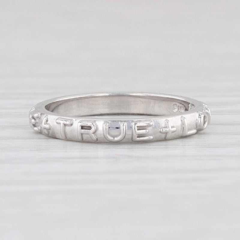 "True Love" Ring 14k White Gold Size 5 Stackable Purity Promise Band
