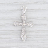 Light Gray 0.40ctw Pave Diamond Cross Pendant 14k White Gold Religious Jewelry
