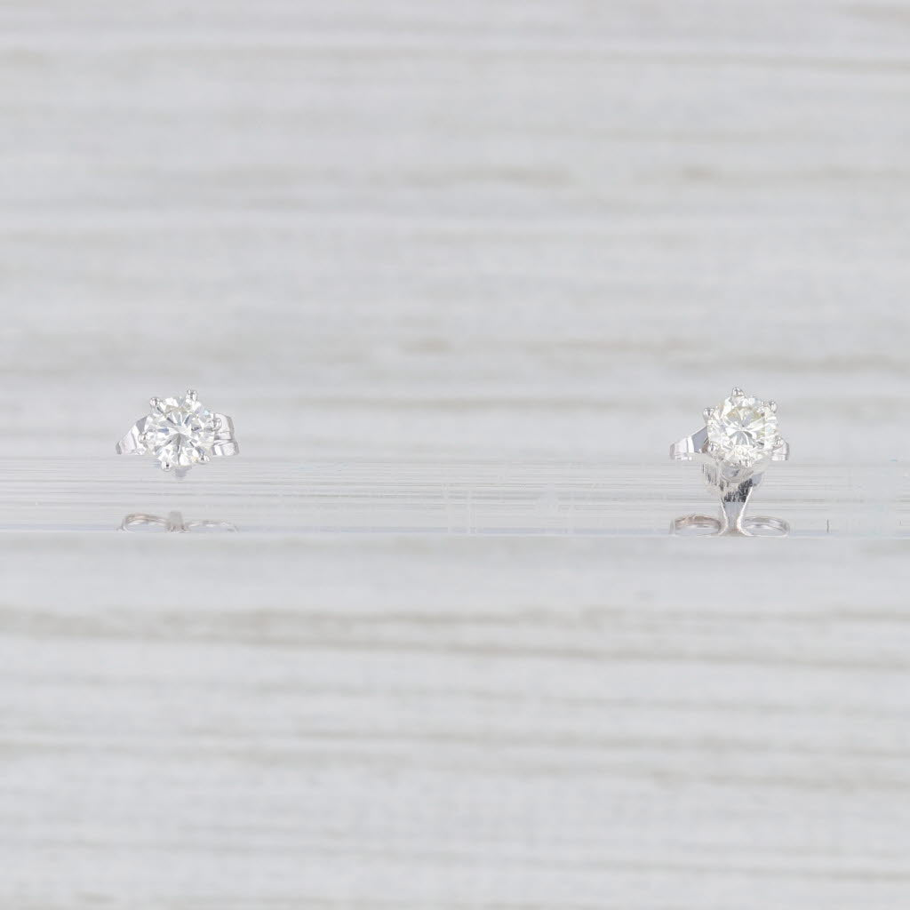 Light Gray 0.60ctw Diamond Solitaire Stud Earrings 14k White Gold Round Solitaire