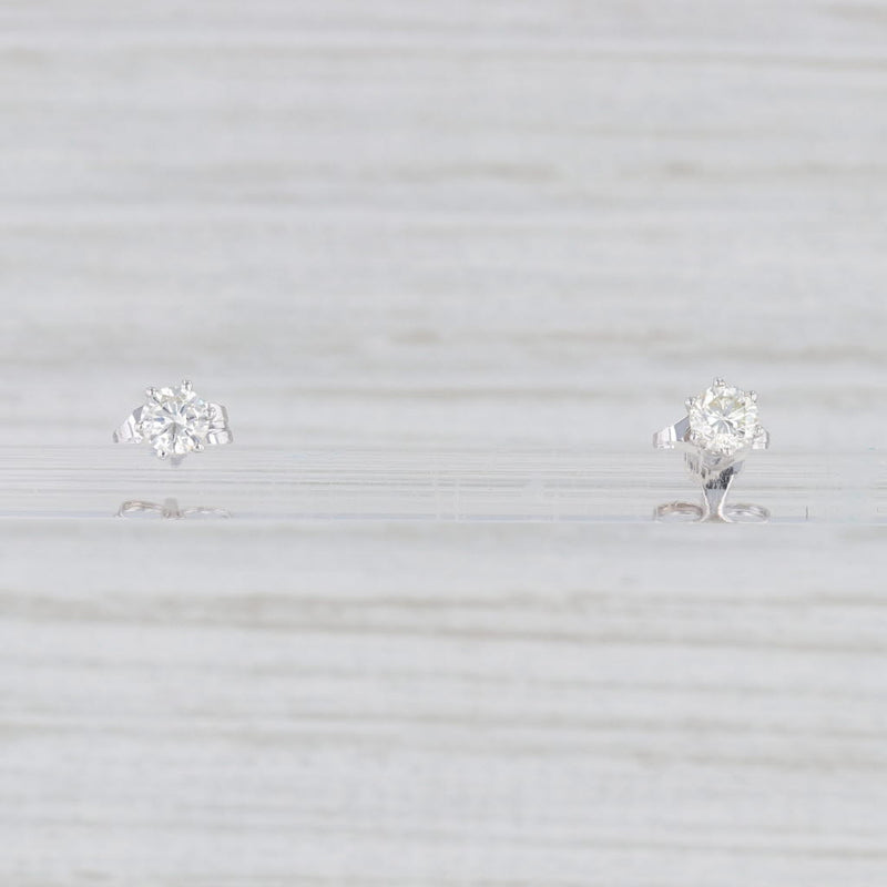 Light Gray 0.60ctw Diamond Solitaire Stud Earrings 14k White Gold Round Solitaire