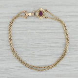 0.30ct Ruby Slide Charm Bracelet 10k 14k Yellow Gold Vintage DDH 7.25"