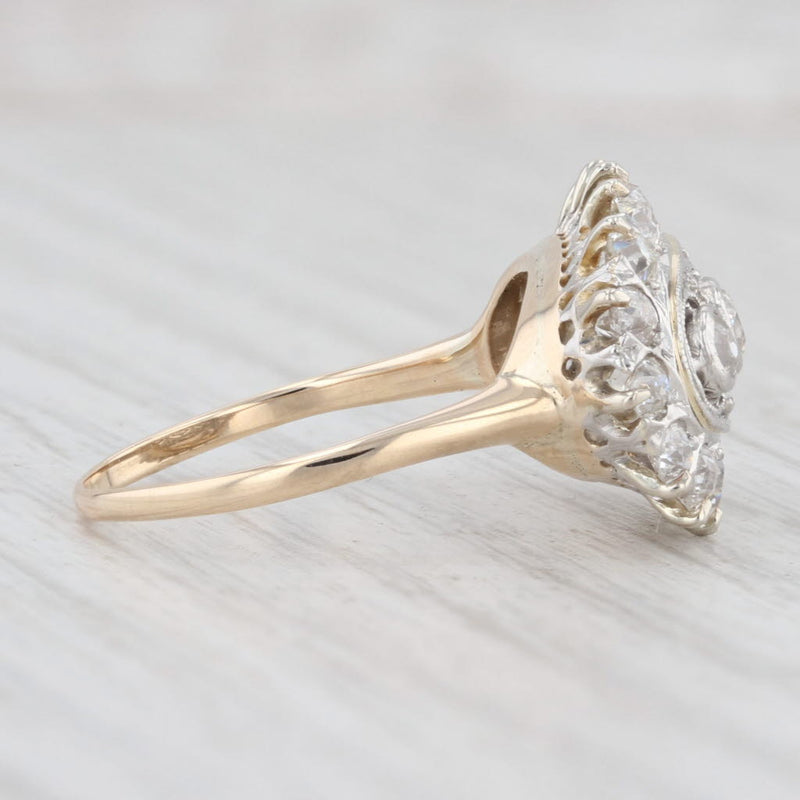 Art Deco 1.03ctw Diamond Halo Ring 14k Gold Platinum Size 6.25