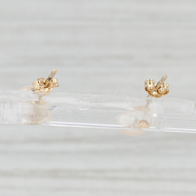 Cultured Saltwater Pearl Stud Earrings 10k Yellow Gold Pierced Studs