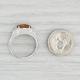 2.38ctw Cushion Citrine Diamond Ring 14k White Gold Size 5 November Birthstone
