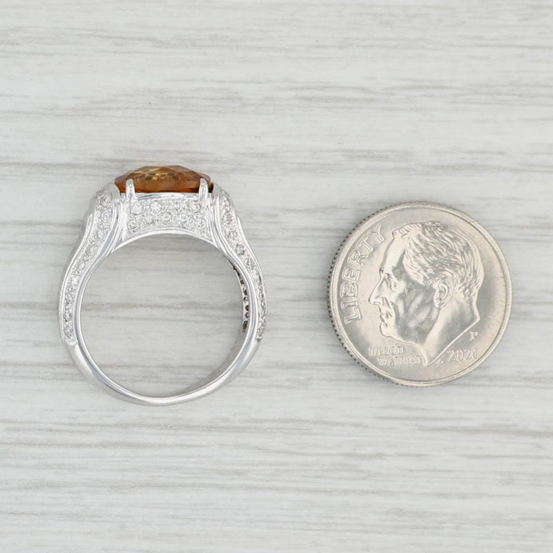 2.38ctw Cushion Citrine Diamond Ring 14k White Gold Size 5 November Birthstone