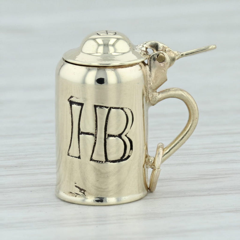 Light Gray Hofbrauhaus "HB" Stein Charm 8k Gold Las Vegas Souvenir German Beer Hall