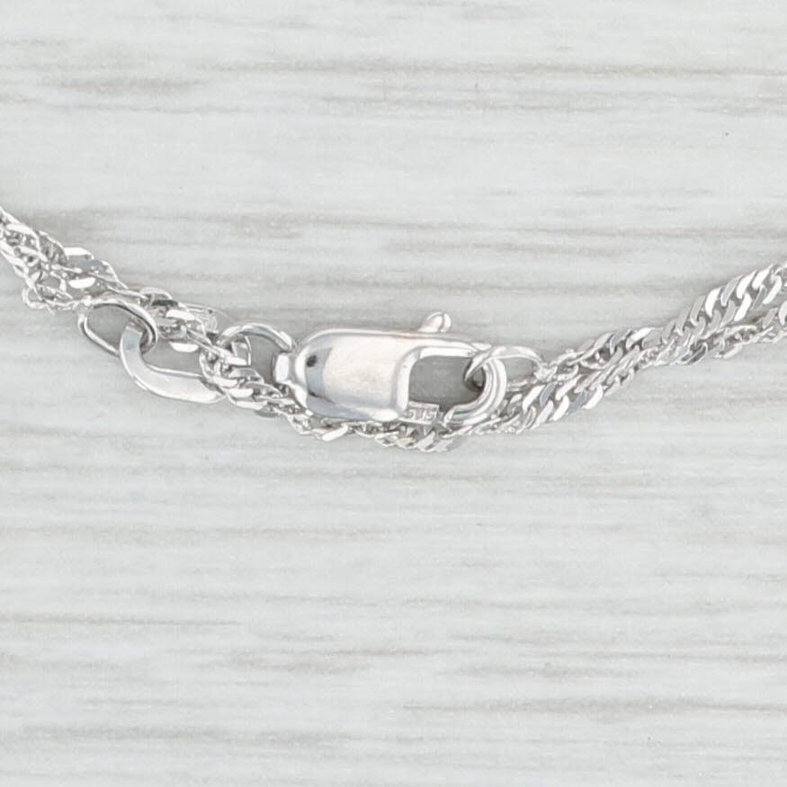 Light Gray 15.5" Singapore Chain Necklace 14k White Gold 1.4mm Italian