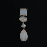 New Synthetic Opal White Sapphire Drop Pendant 10k Yellow Gold
